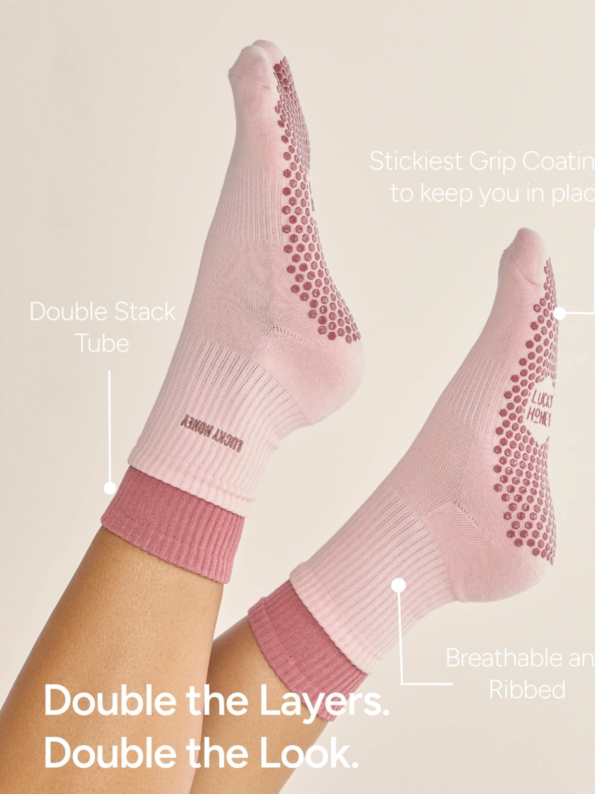 The Stack Grip Sock — Ballet Pink
