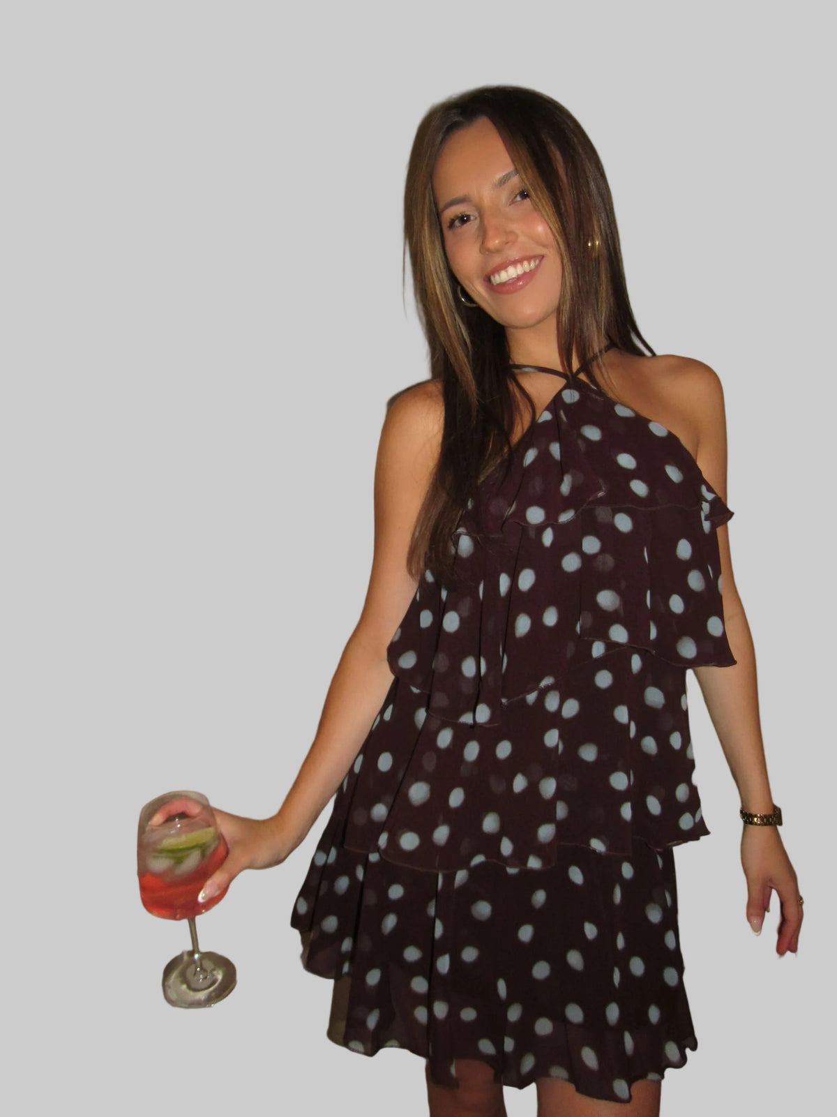 Lucia Polka Halter Dress
