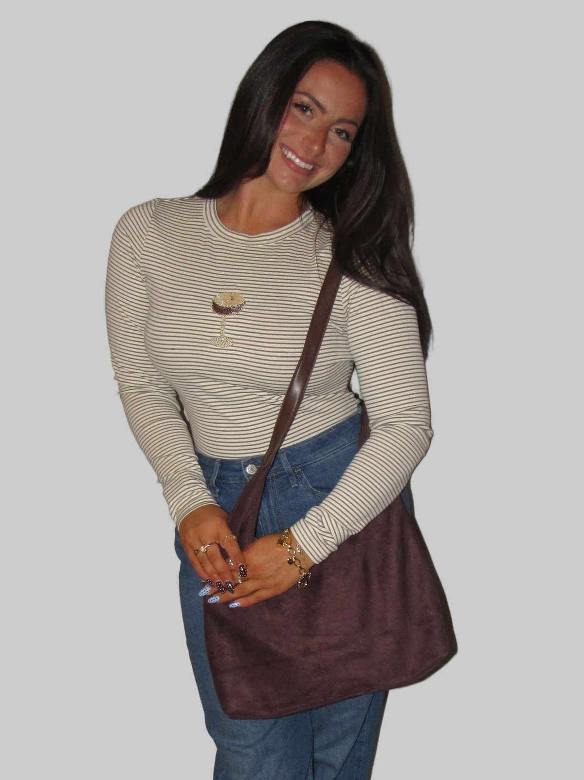 Chocolate Suede Shoulder Bag