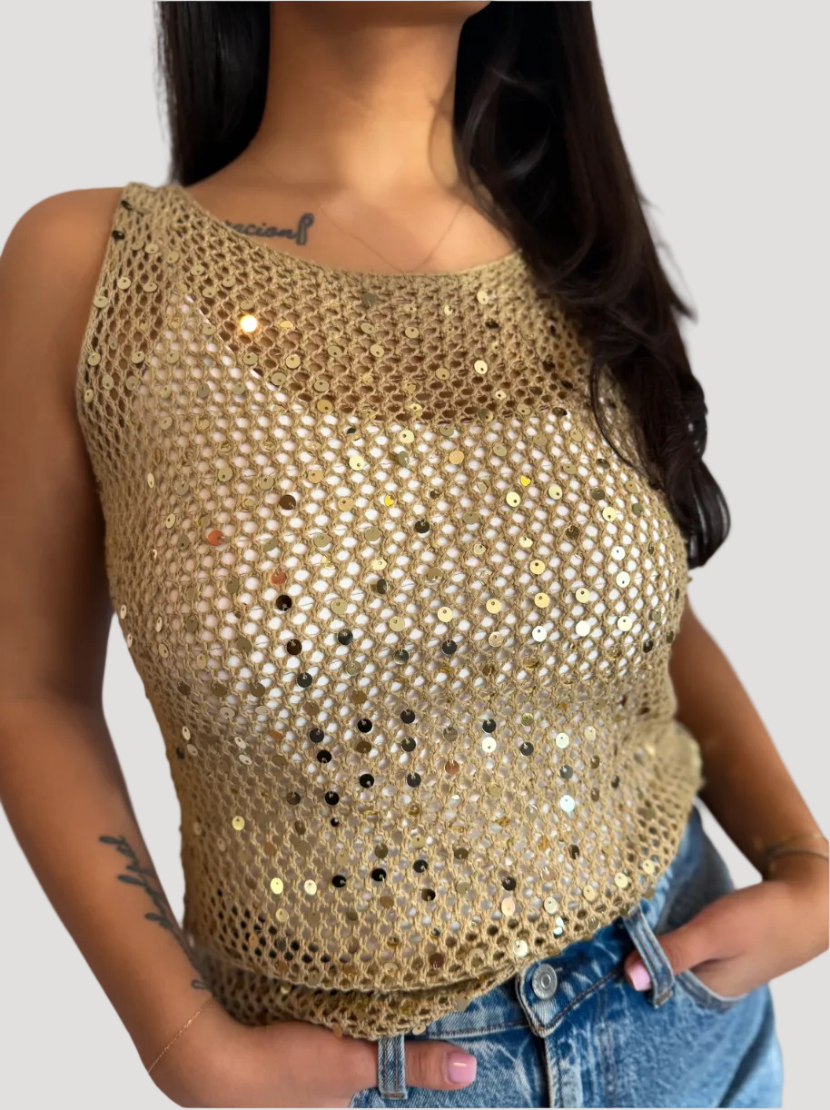 Serena Sequin Crochet Top
