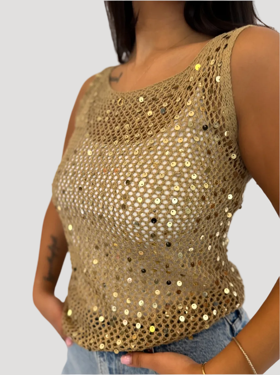 Serena Sequin Crochet Top