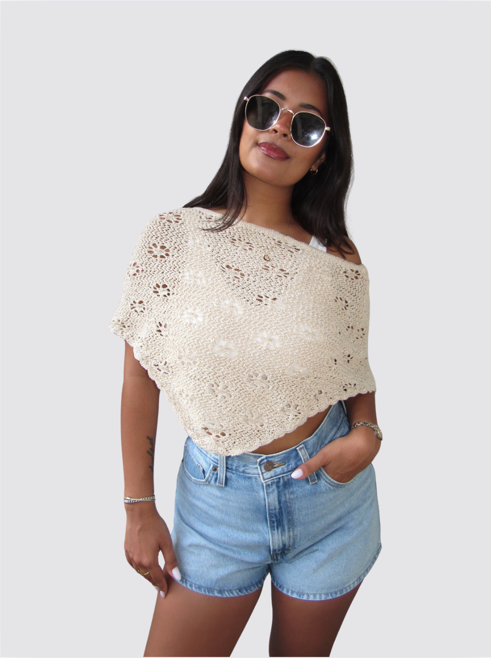 Daisy Knit Sweater Poncho
