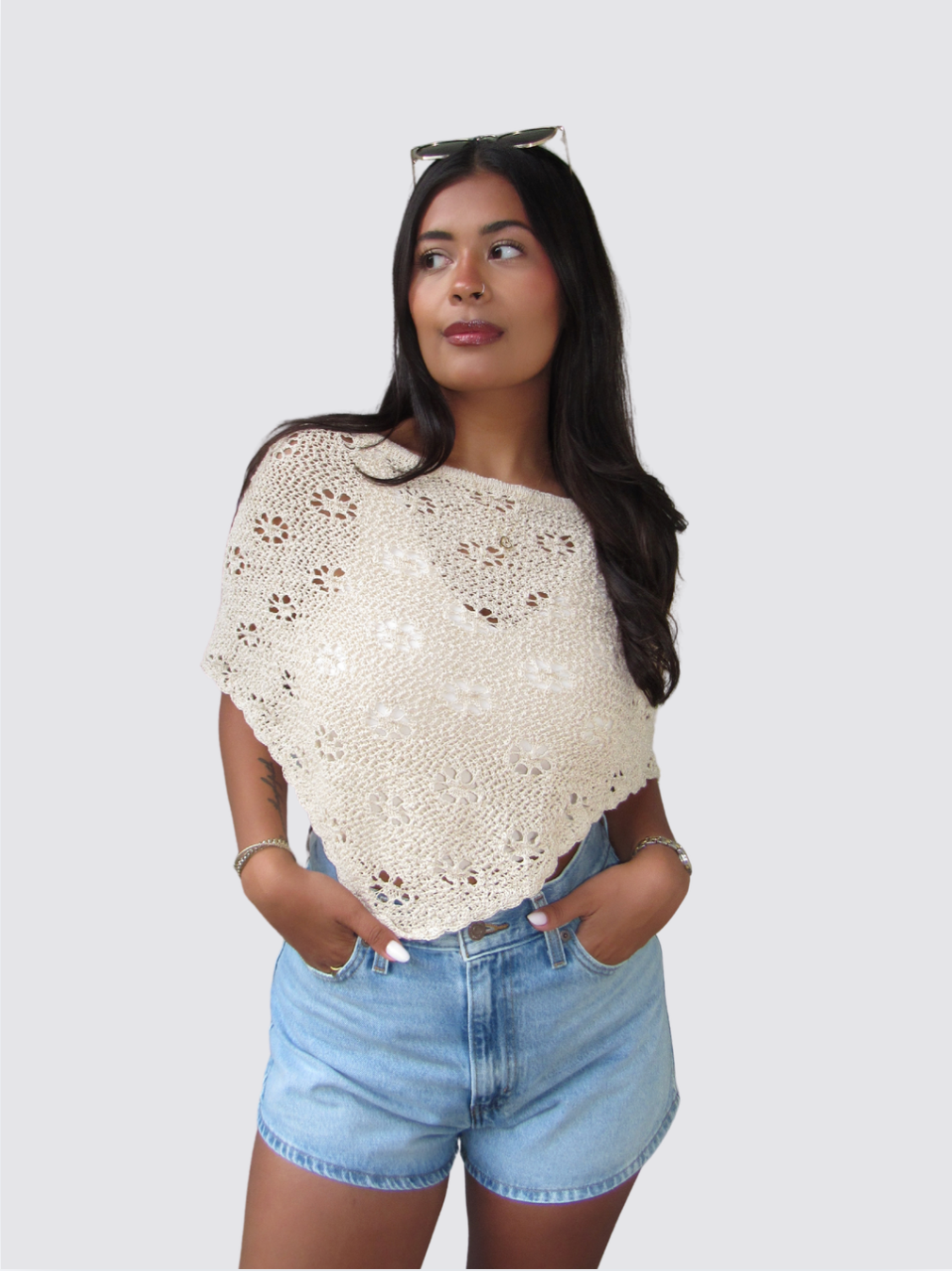Daisy Knit Sweater Poncho