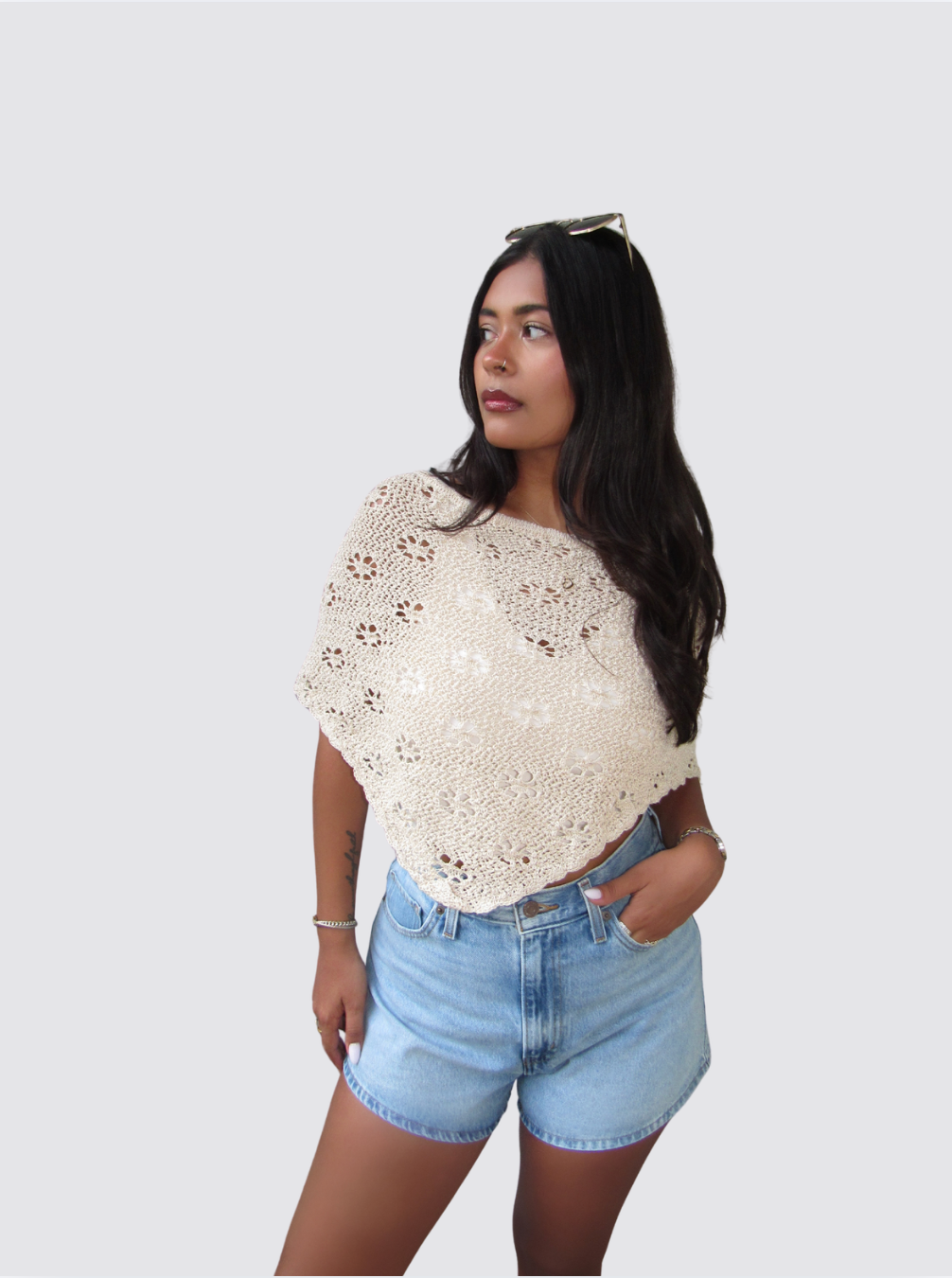 Daisy Knit Sweater Poncho