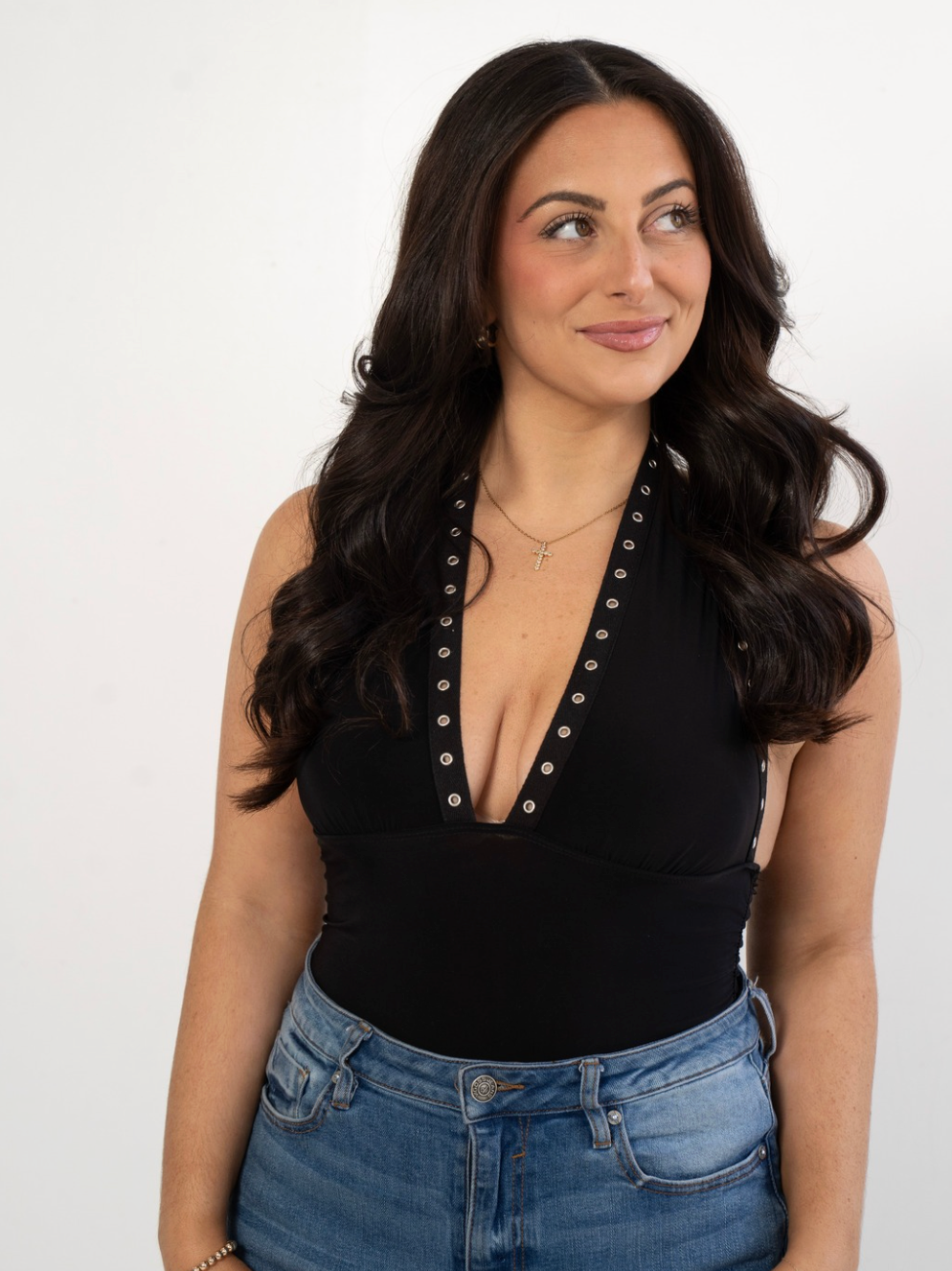 Iris Black Studded Halter Top