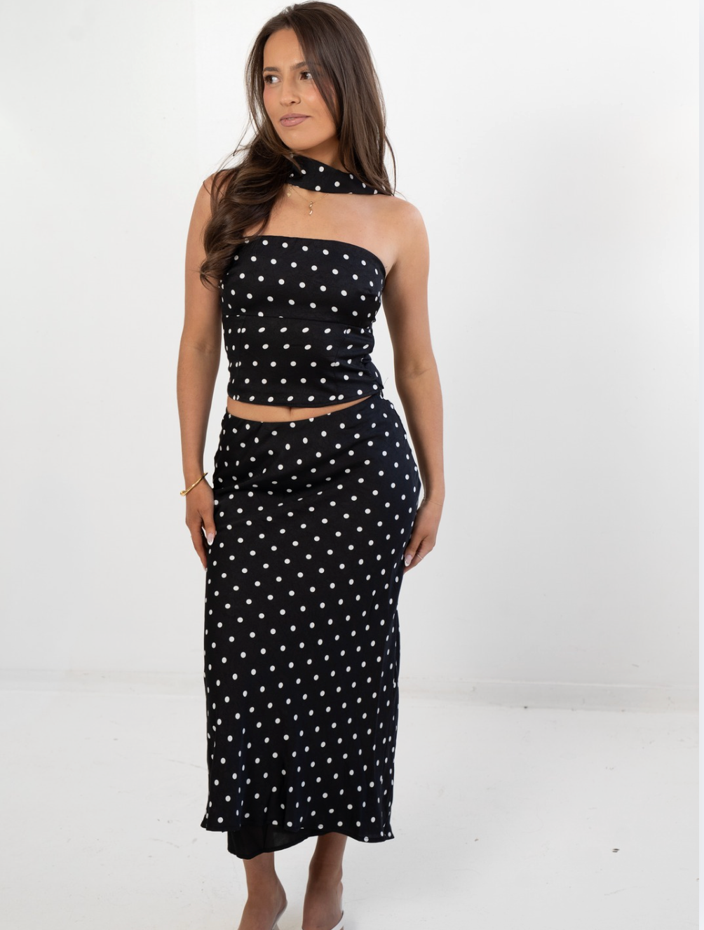 Satin Polka Dot Halter Top