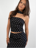 Satin Polka Dot Halter Top