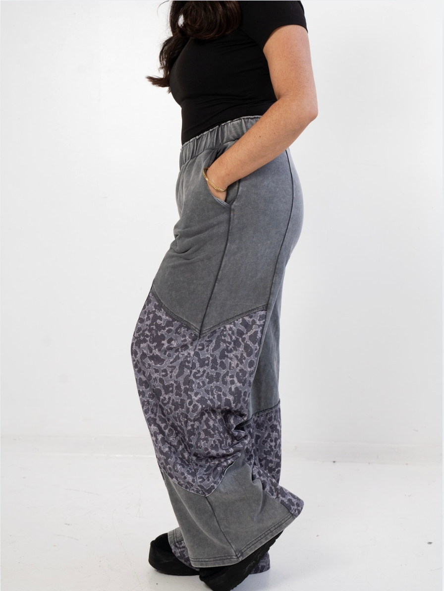 Cheetah Charcoal Patchwork Pants