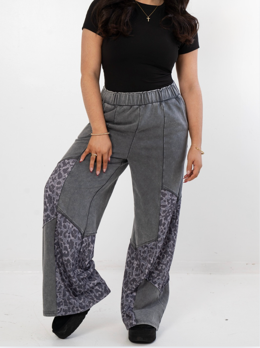 Cheetah Charcoal Patchwork Pants