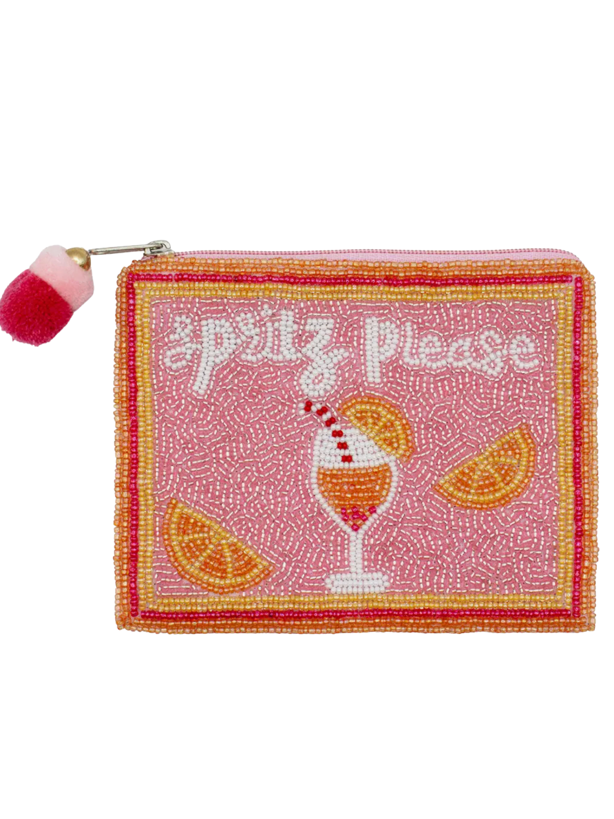 Aperol Spritz Beaded Coin Purse