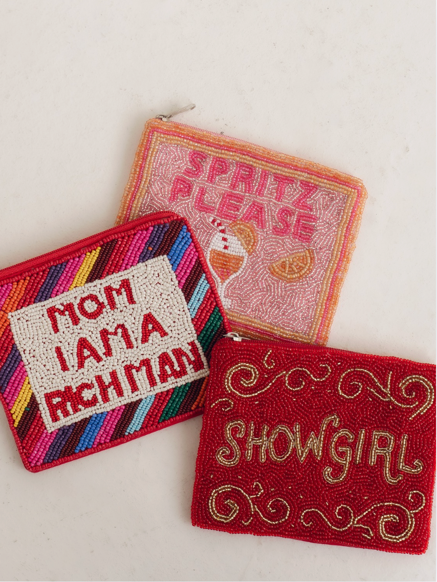 Mom I Am A Rich Man Beaded Coin Purse