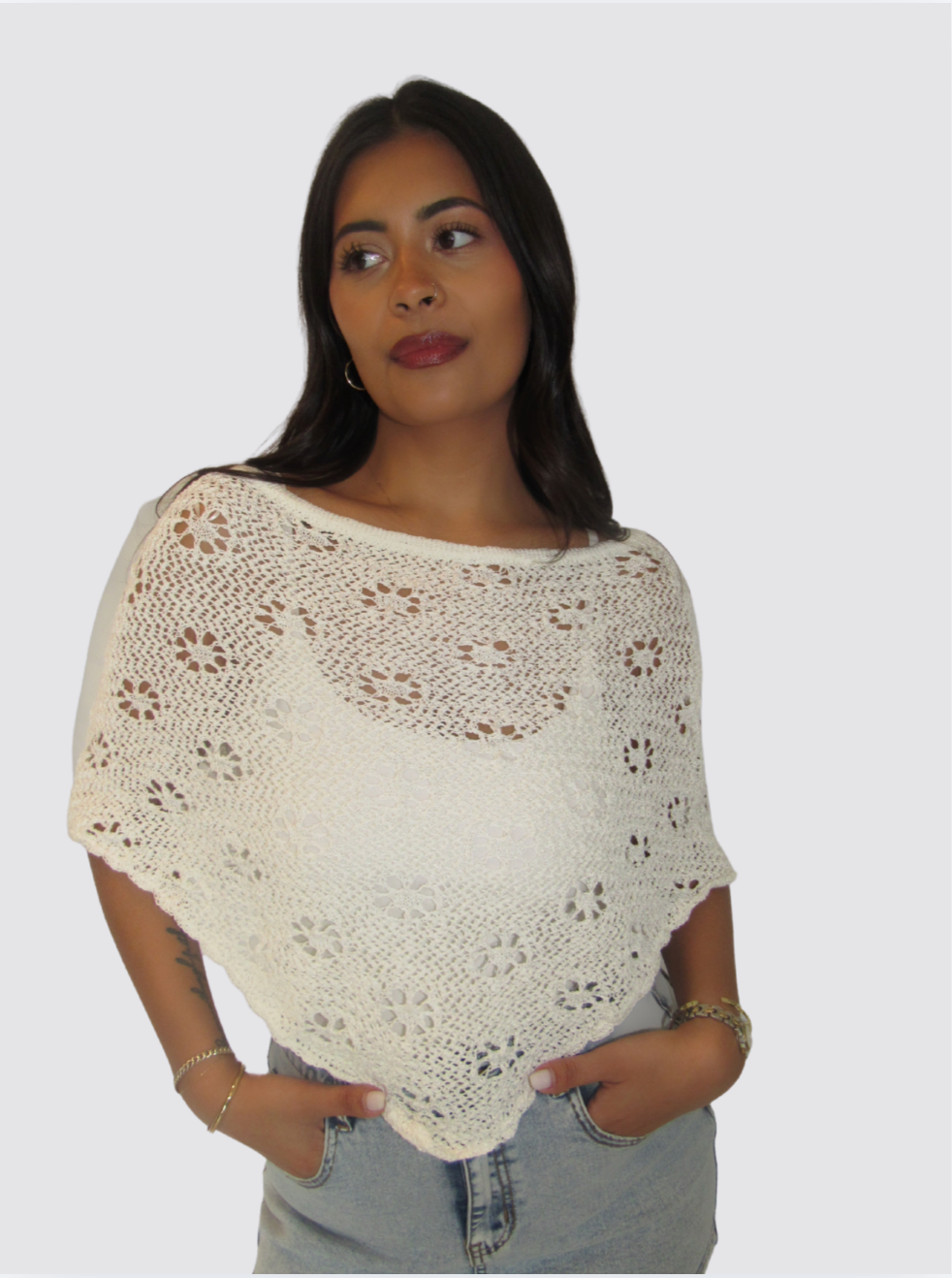 Daisy Knit Sweater Poncho