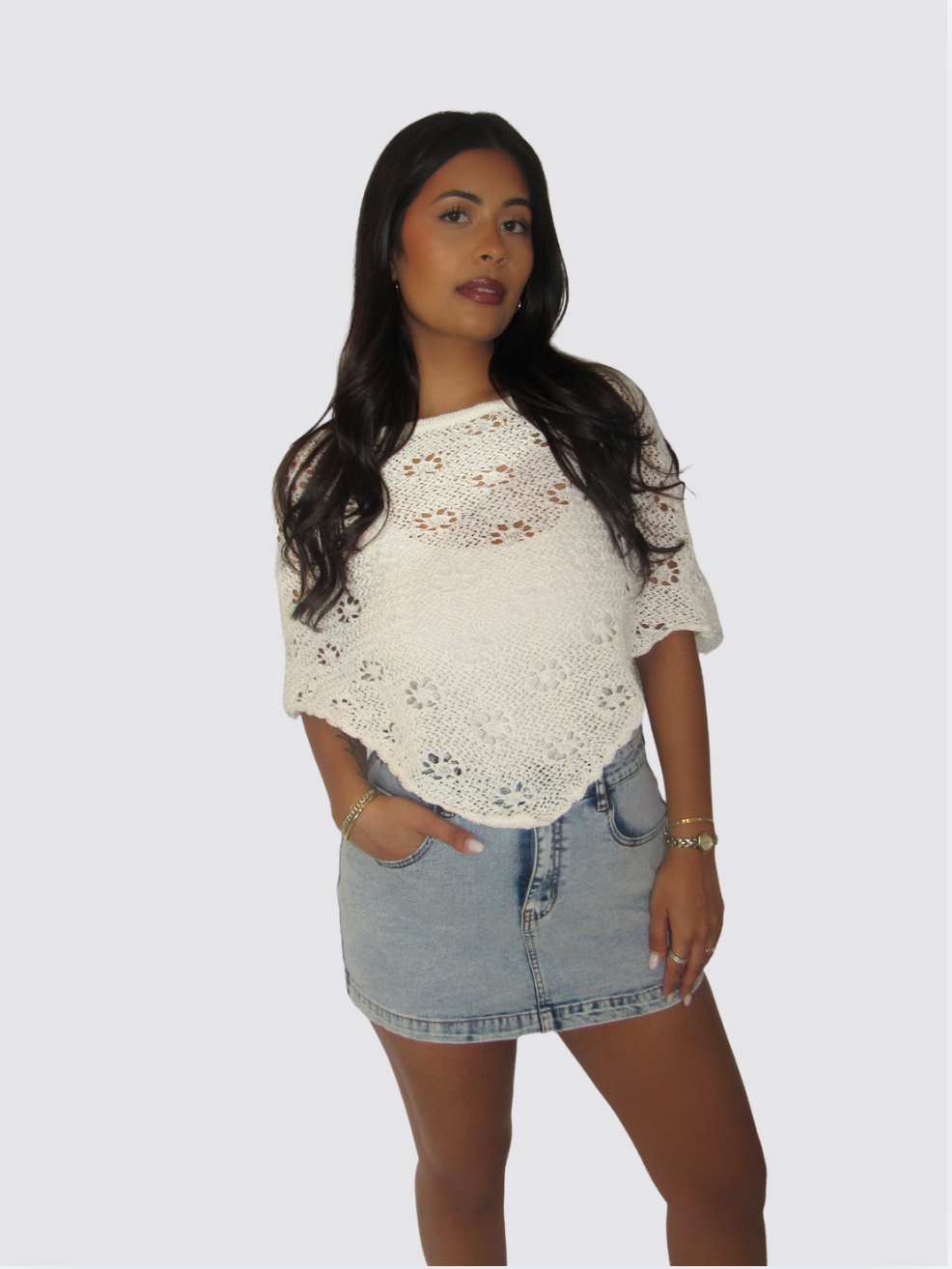 Daisy Knit Sweater Poncho
