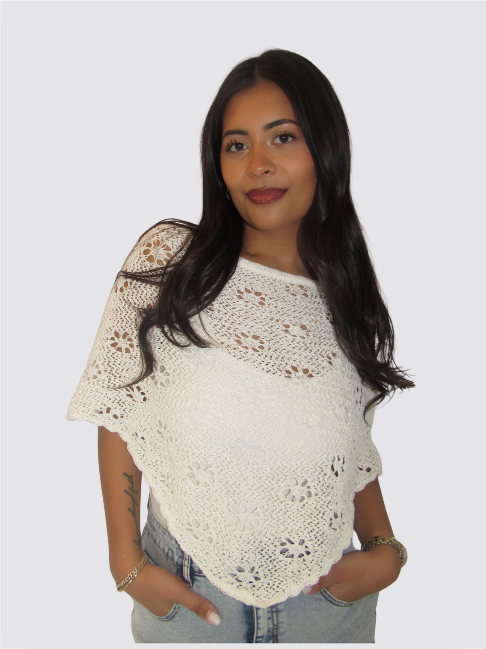 Daisy Knit Sweater Poncho