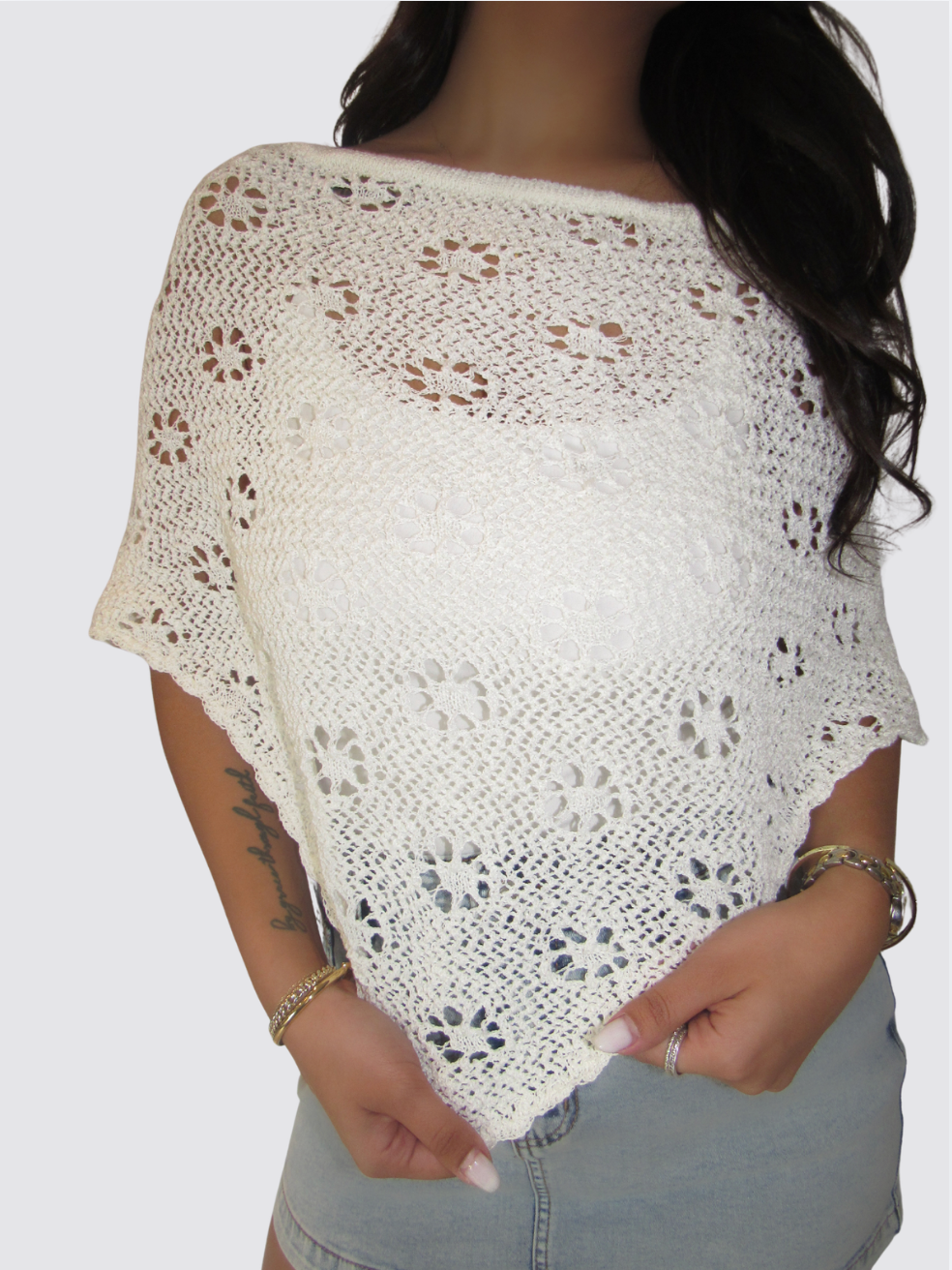 Daisy Knit Sweater Poncho